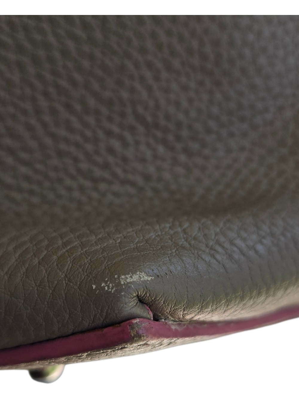 Lodis Taupe Pebbled Leather Work Tote With Pink Trim - Picture 7 of 12